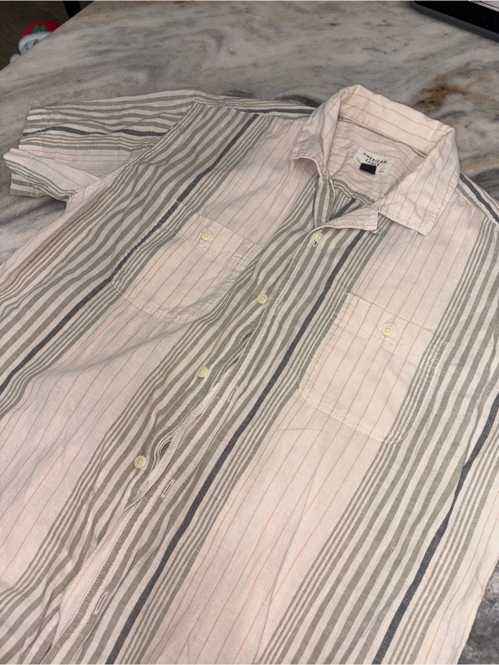 American Eagle Outfitters Poolside Striped Short-Sleeve Button-Down Shirt - Picture 3 of 8